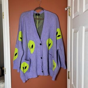 Dressed in LALA Purple Cardigan with Alien Design
